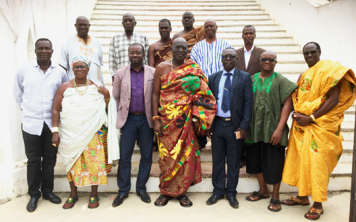  Osabarima Kwesi Arthur II, Omanhene of the Oguaa Traditional Area in a pose with his elders and some FACC members after the meeting