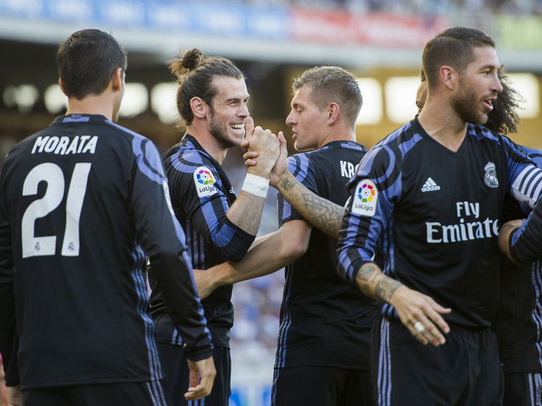 Gareth Bale and co celebrate going in front early on