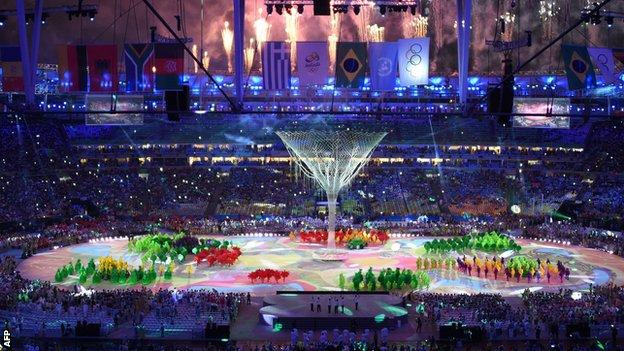 A tree grew from the stadium floor at the closing ceremony to symbolise rebirth