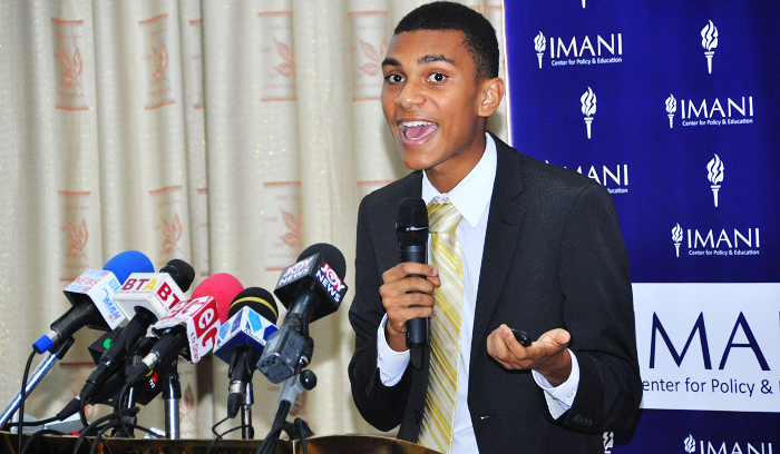 Mr Andrew Ntim, Imani Policy Analyst speaking at the ceremony in Accra. Picture: SAMUEL TEI ADANO