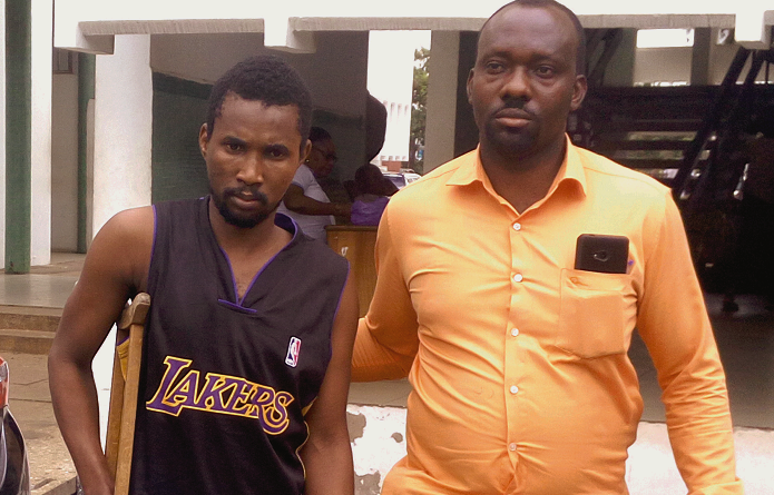 The convict, Mohammed Abubakar, alias Karim Burger, being escorted out of the court premises. Picture: EMMANUEL EBO HAWKSON