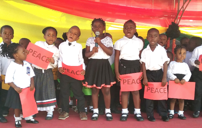 A section of the pupils displaying their peace messages. 