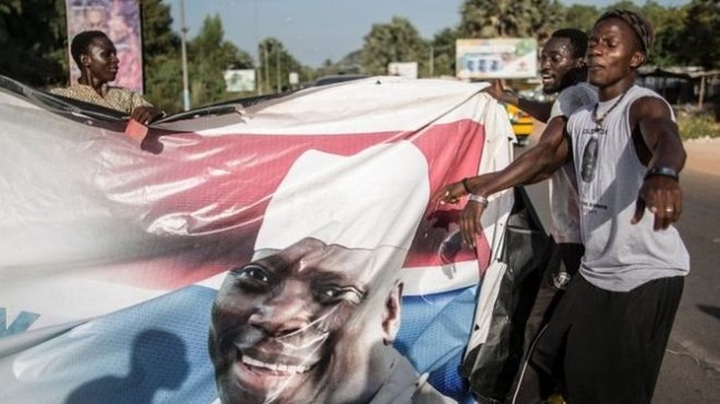 Adama Barrow's supporters took to the streets in celebration after the results were announced