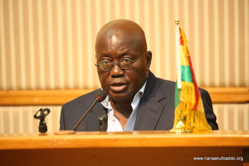 Nana Addo speaking at the inauguration of the Transition Team on Sunday