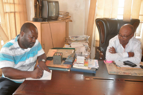 Mr Ayisi-Boateng being interviewed by Donald Ato Dapatem, Graphic senior reporter