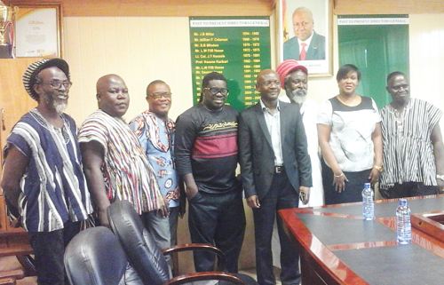 MUSIGA president, Bice Osei Kuffour (4th left) and GBC Director General, Dr Annof-Ntow (3rd right) and other officials of the two bodies after the meeting
