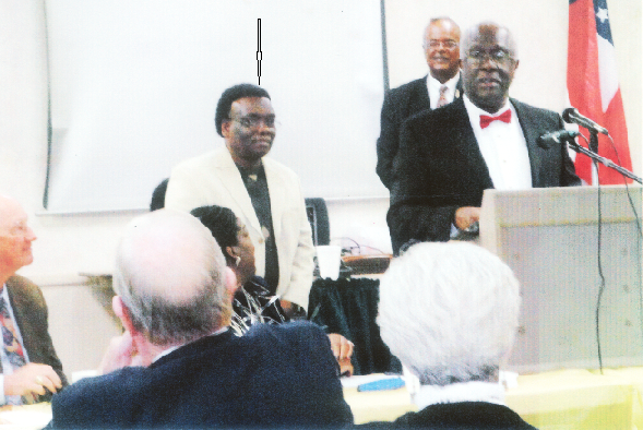 The President of the NAACP paying tribute to Dr George Cleland (arrowed) at the ceremony in Georgia