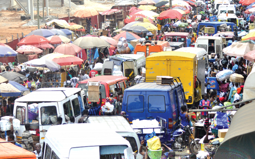 All major roads leading to and from the central business district of Kumasi are choked with the influx of increased vehicles, more shoppers, as well as traders