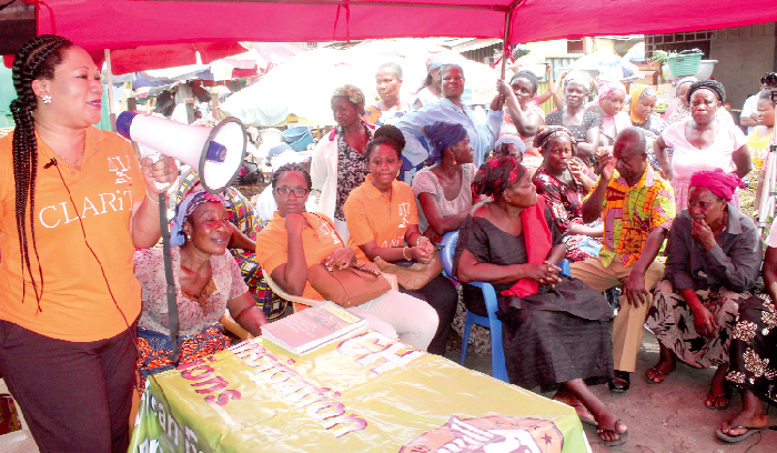 Mrs Jennifer Owusu (left) addressing participants in the ceremony. Picture: EDNA ADU-SERWAA