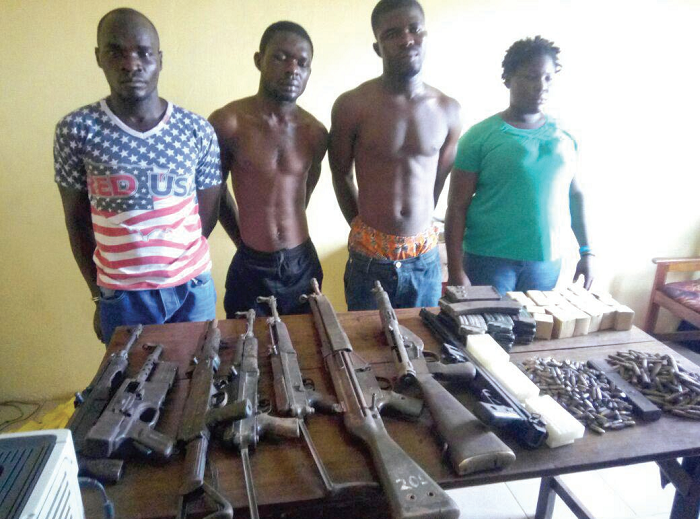  The suspects and the exhibits found on them during the police operations