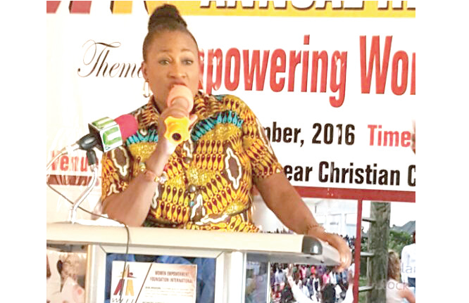  The National Organiser of Women Empowerment Foundation International, Ms Herty Hammond, speaking at the function. 