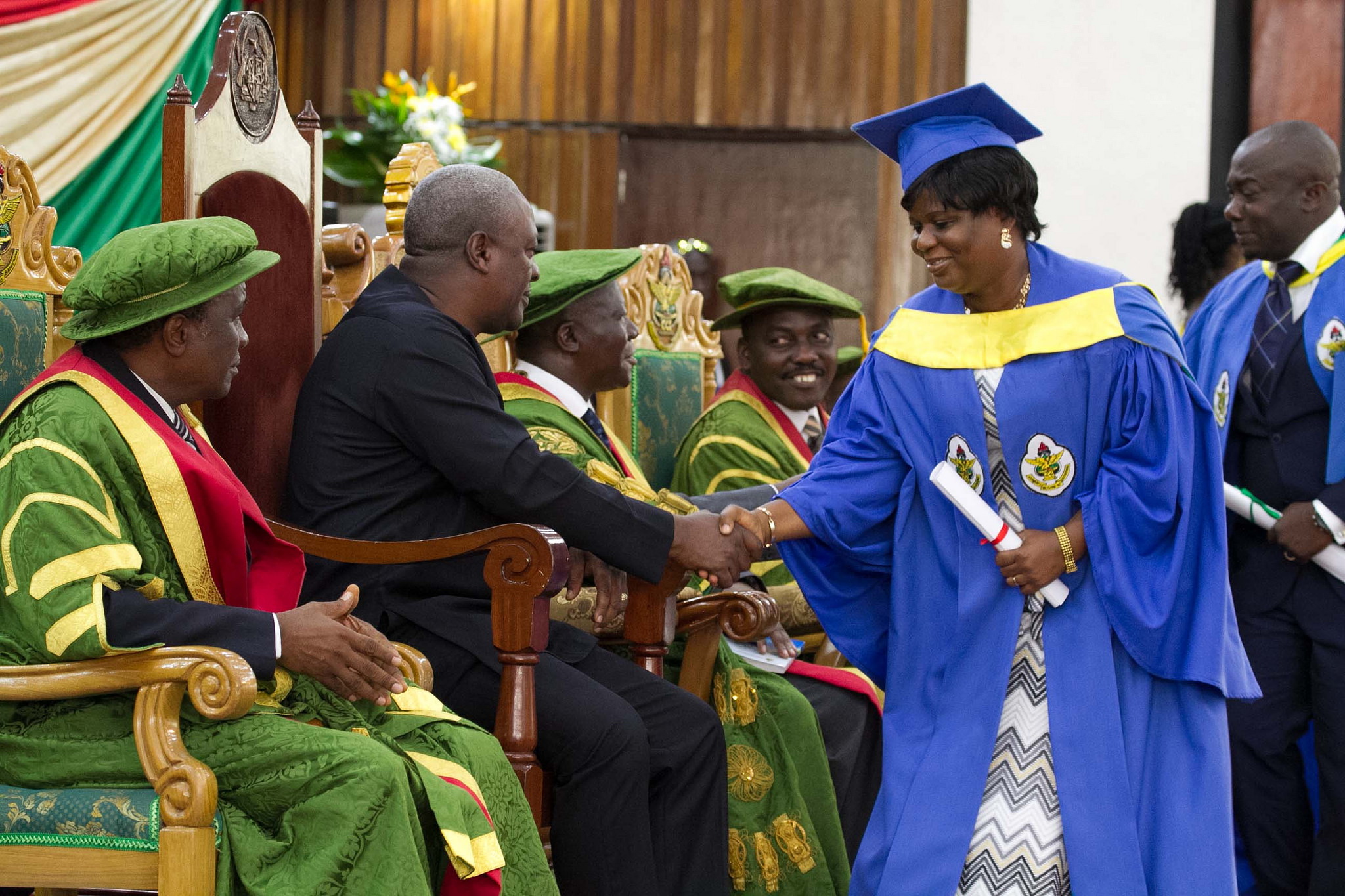 President Mahama congratulating one of the graduates at the 50th congregation of the KNUST in Kumasi