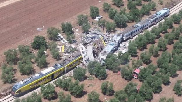 Italian PM Renzi visits Puglia train crash site