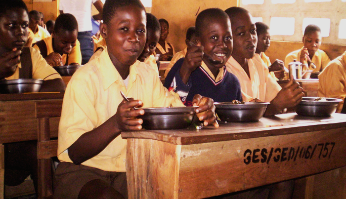 Pupils enjoying their meals