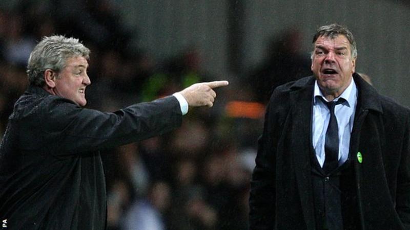Steve Bruce (left) led Hull back to the Premier League, but Sam Allardyce (right) is favourite for the England job