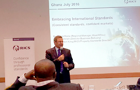 Mr Petrer Bolton King, Global Property Standards Director, making his presentations 