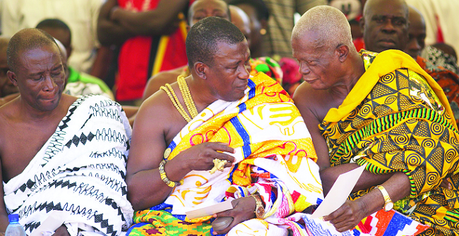 Nana Akwesi Agyeman IX the acting President of the Western Regional House of Chiefs and a member of the House, Awulae Agyefi Kwame of Nsein Traditional Area, after the ceremony
