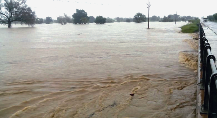 Flood waters covering parts of the Bolgatanga municipality during the heavy downpour last Wednesday