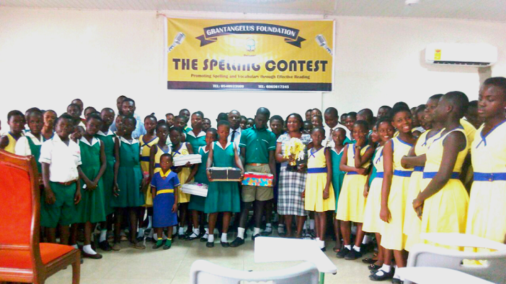 Some of the winners displaying their prizes.