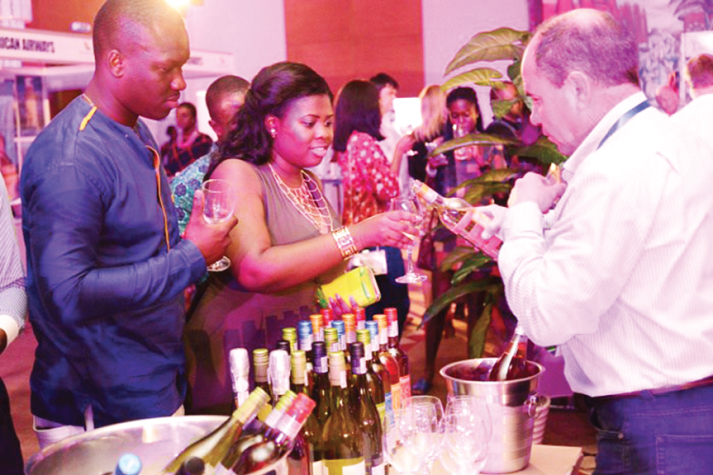 Some guests  at the wine tasting event
