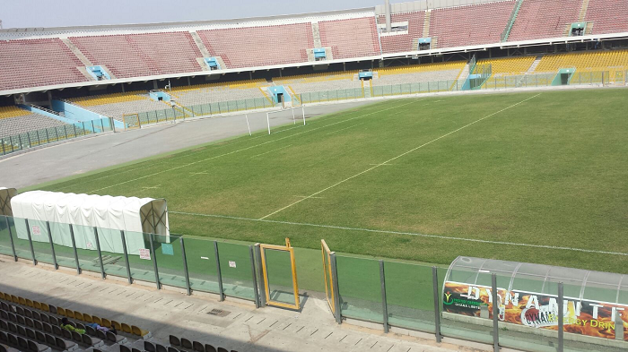 The current state of the pitch at the Accra Sports Stadium