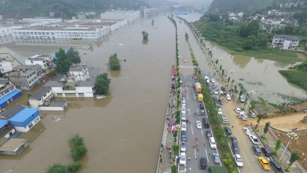  Much of the city of Bijie in Guizhou Province was left underwater 