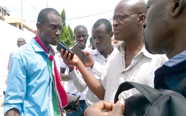 Ernesto Yeboah speaking to the press at the CPP headquarters in Accra yesterday