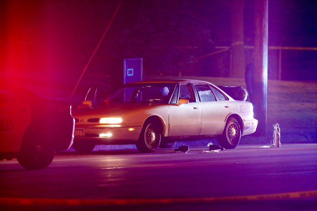 A car at the scene of a shooting of a man involving a St. Anthony Park Police officer 