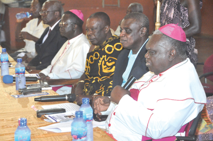 Most Rev. Peter Kwasi Sarpong, the Archbishop Emeritus of Kumasi, speaking about the book after it was launched in Accra. Picture: SAMUEL TEI ADANO