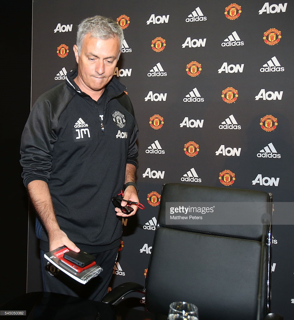 Mourinho arrives for his official unveiling (Getty)