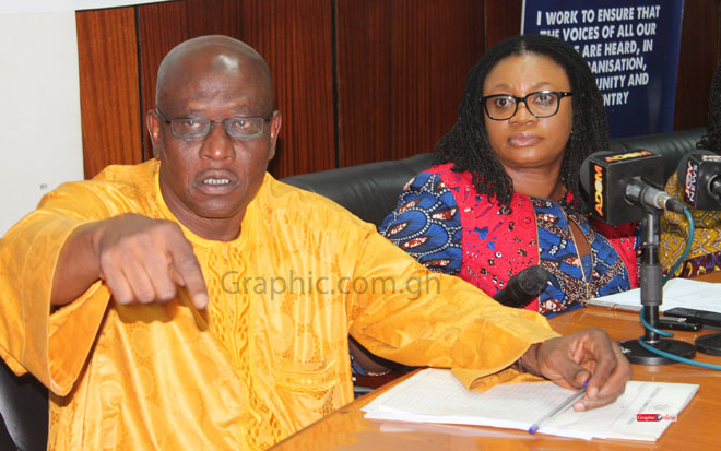 Deputy EC Commissioner Amadu Sulley (left) and EC Chairperson Mrs Charlotte Osei at the balloting of positions on the presidential ballot