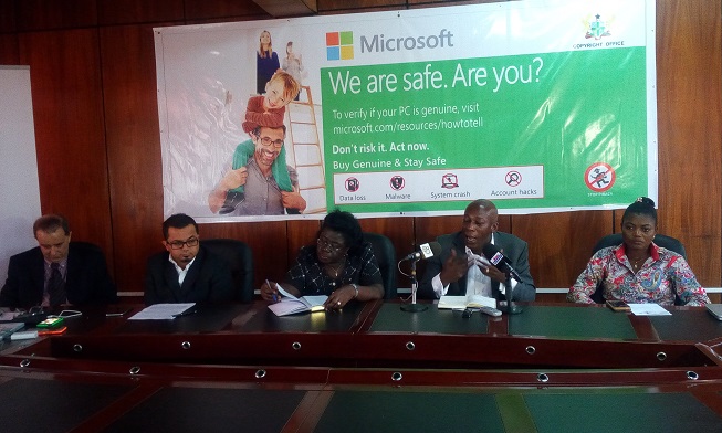 From L-R: Mark Pritchard, Kaylash Bana, Ms Yaa Attafua of the Ghana Copyright Office and Derek Appiah of Microsoft.