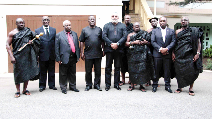 Former President Rawlings with the delegation from Manhyia