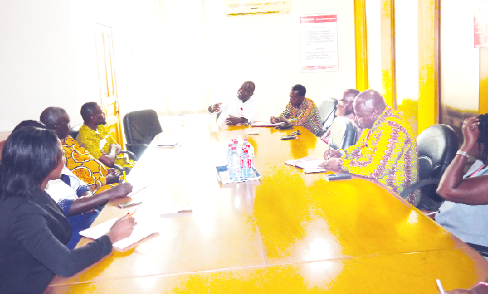 Mr Kenneth Ashigbey (head of table), Managing Director, GCGL, addressing the South Sudanese delegation as other officials of the company look on. 