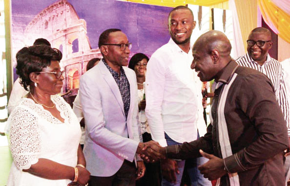 CEO of MTN Ghana exchanging pleasantries with birthday celebrants
