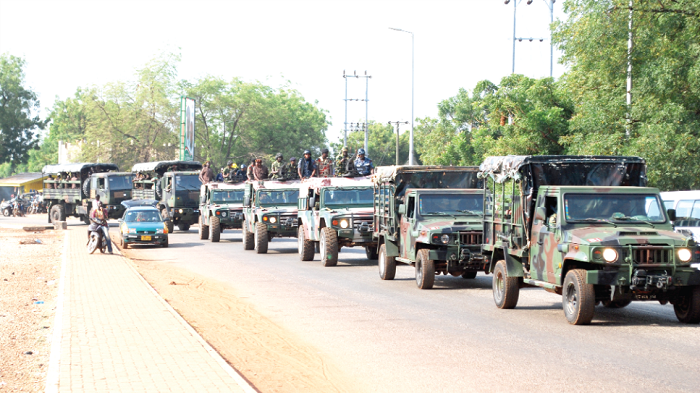 A convoy of military driving through some principal streets in the Tamale Metropolis. Pictures: ZADOK KWAME GYESI