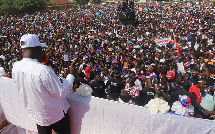  Nana Akufo-Addo addressing a rally at Techiman. Picture: SAMUEL TEI ADANO