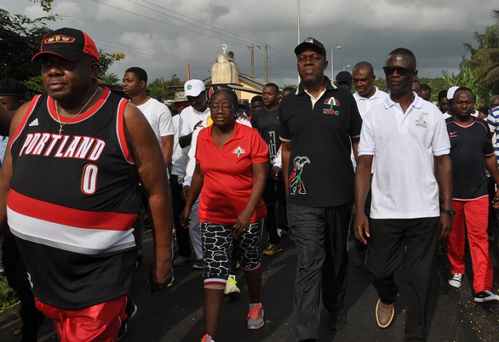  Vice-President Amissah Arthur leading the health walk at Moree