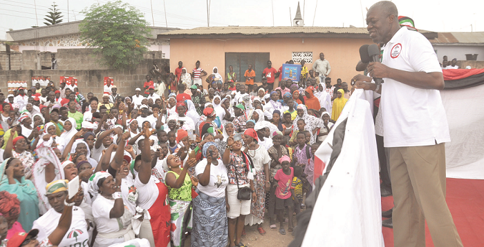  Mr Amissah-Arthur addressing a mini-rally at  Swedru Zongo in the Agonw West constituency