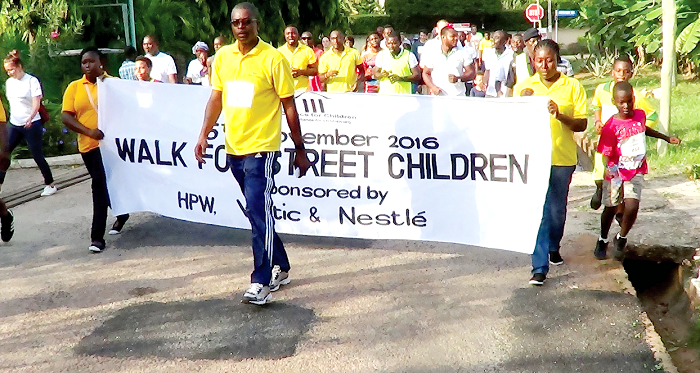Members of Chance for Children in a health walk around Lincoln International School, Accra.  PICTURE: OWUSU INNOCENT