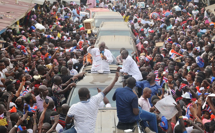 Akufo Addo (arrowed) at the central business district in Accra. Picture: Samuel TEI ADANO