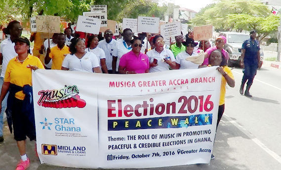 Members of MUSIGA,Greater Accra Branch, who took part in the peace walk. Picture: OWUSU INNOCENT