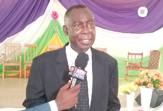 Pastor M.A. Bediako speaking to the media after the climax of the quadrennial session at Ntonso 