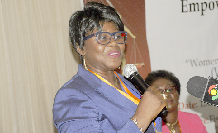 Her Ladyship Justice (Mrs) Gertrude Torkornoo, addressing the participants in the event.  Pictures: GABRIEL AHIABOR 