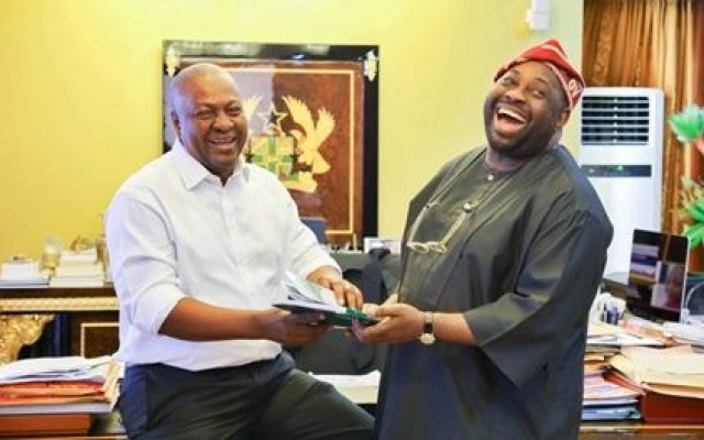 President John Dramani Mahama (L) and Chief Dele Momodu