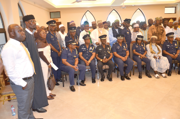 • Mr John Kudalor (right) and Sheikh Dr Osman Nuhu Sharubutu with the other Muslim leaders after the interaction