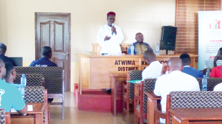 The Ashanti  Regional Director of the NCCE, Mr Alhassan Yakub, addressing the forum.