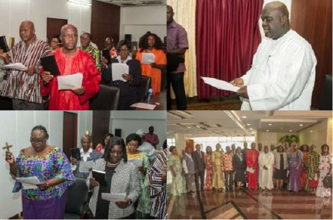 Mr Julius Debrah swearing in the NPC members
