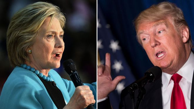 Hillary Clinton and rival Donald Trump