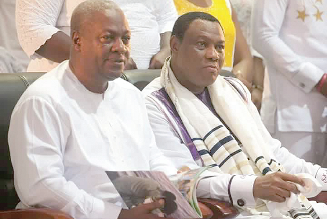 President Mahama with Rev. Sam Korankyie Ankrah at the Royalhouse Chapel International